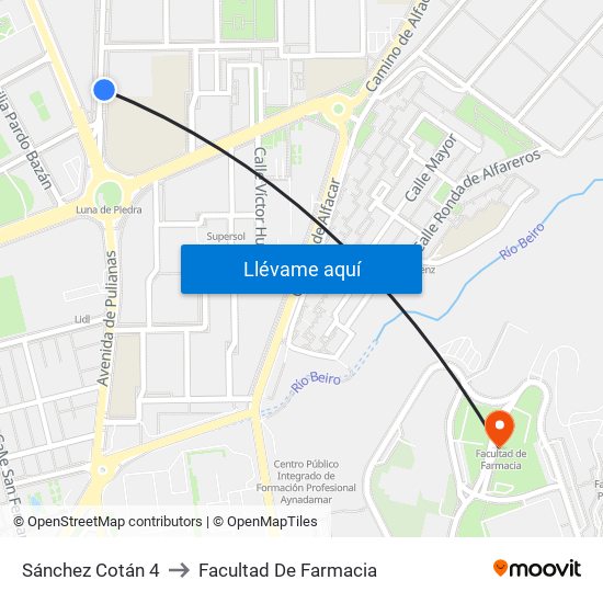 Sánchez Cotán 4 to Facultad De Farmacia map