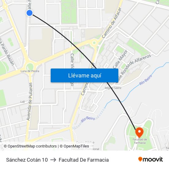 Sánchez Cotán 10 to Facultad De Farmacia map