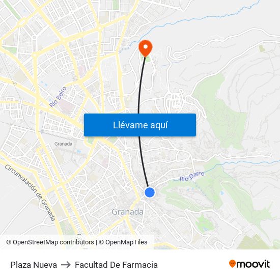 Plaza Nueva to Facultad De Farmacia map