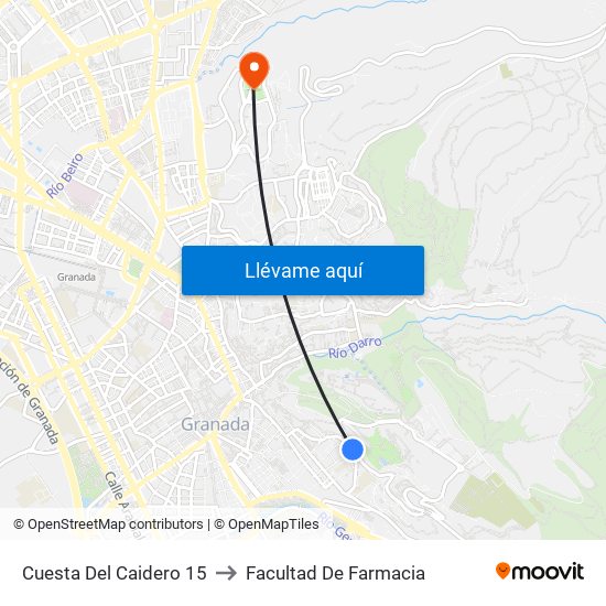 Cuesta Del Caidero 15 to Facultad De Farmacia map