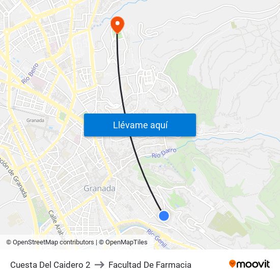Cuesta Del Caidero 2 to Facultad De Farmacia map