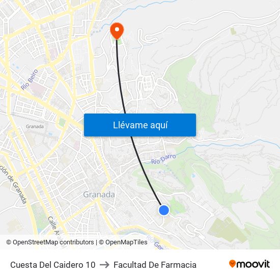 Cuesta Del Caidero 10 to Facultad De Farmacia map