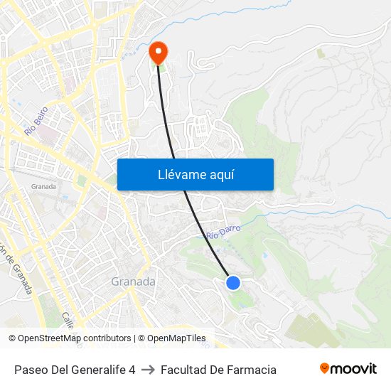 Paseo Del Generalife 4 to Facultad De Farmacia map