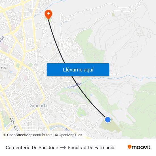 Cementerio De San José to Facultad De Farmacia map