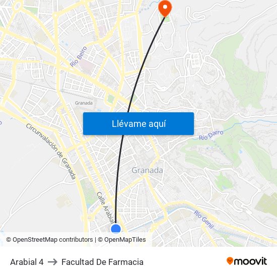 Arabial 4 to Facultad De Farmacia map