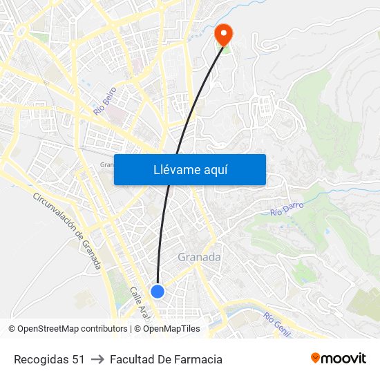 Recogidas 51 to Facultad De Farmacia map