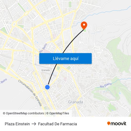 Plaza Einstein to Facultad De Farmacia map