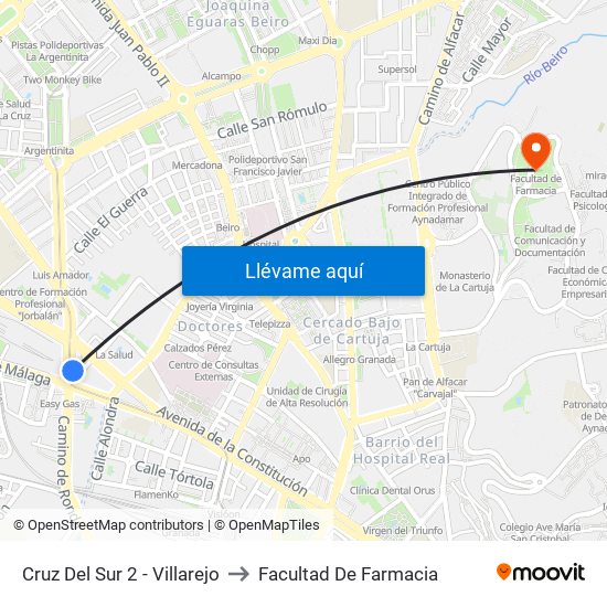 Cruz Del Sur 2 - Villarejo to Facultad De Farmacia map