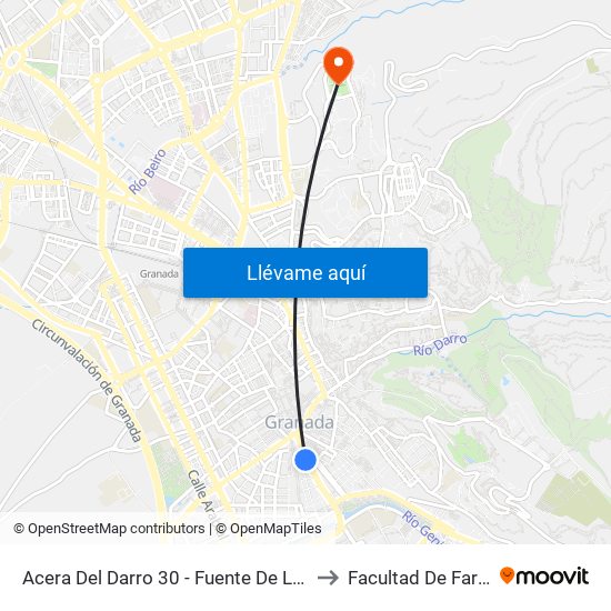 Acera Del Darro 30 - Fuente De Las Batallas to Facultad De Farmacia map
