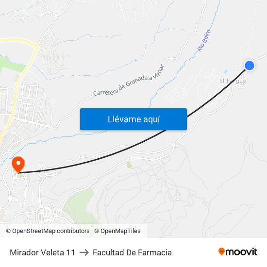 Mirador Veleta 11 to Facultad De Farmacia map