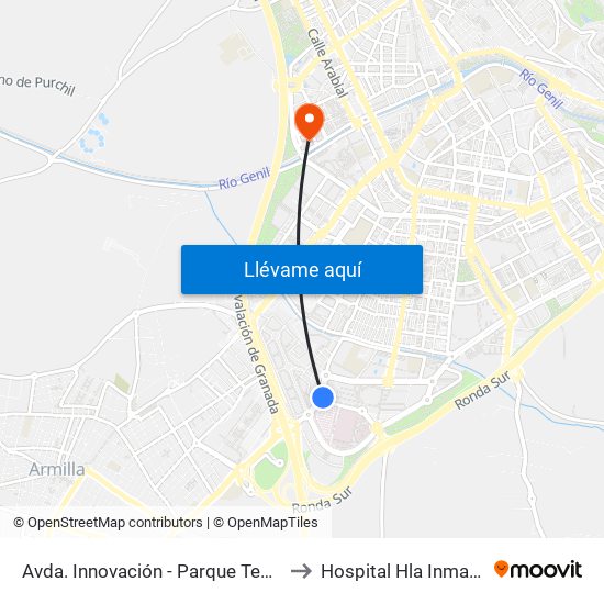 Avda. Innovación - Parque Tecnológico to Hospital Hla Inmaculada map