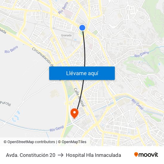 Avda. Constitución 20 to Hospital Hla Inmaculada map