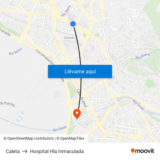 Caleta to Hospital Hla Inmaculada map