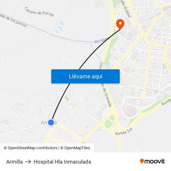 Armilla to Hospital Hla Inmaculada map