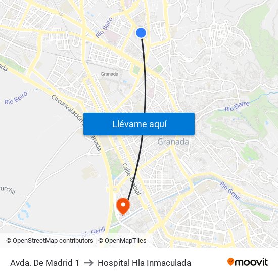 Avda. De Madrid 1 to Hospital Hla Inmaculada map