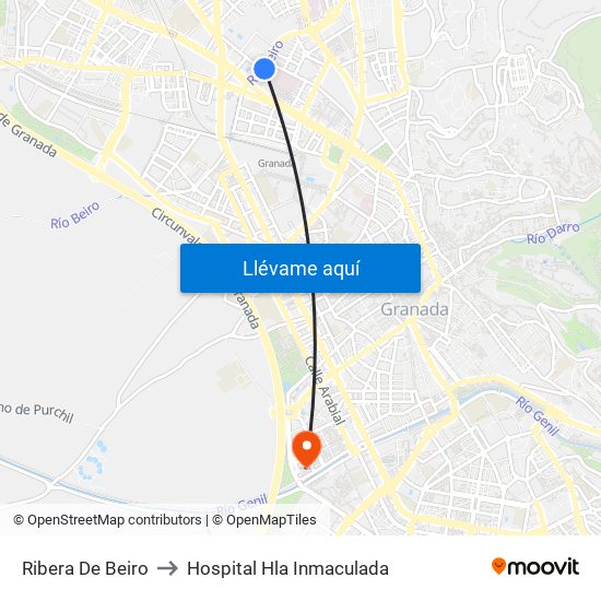 Ribera De Beiro to Hospital Hla Inmaculada map