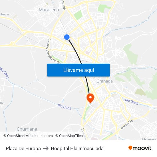 Plaza De Europa to Hospital Hla Inmaculada map
