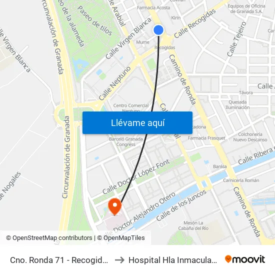 Cno. Ronda 71 - Recogidas to Hospital Hla Inmaculada map