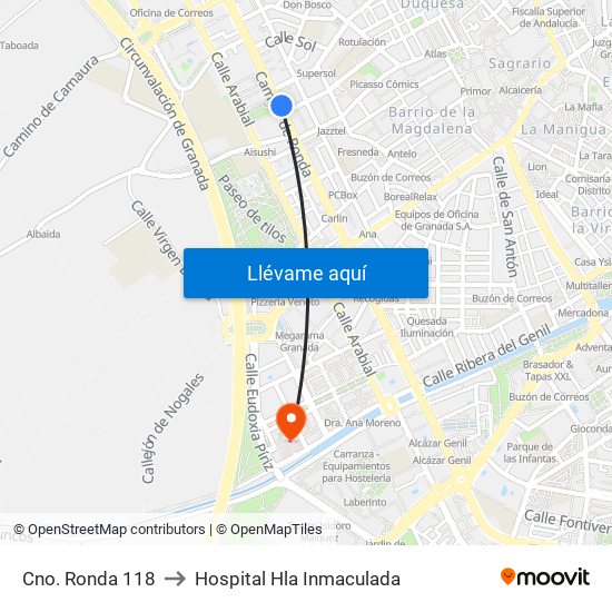 Cno. Ronda 118 to Hospital Hla Inmaculada map