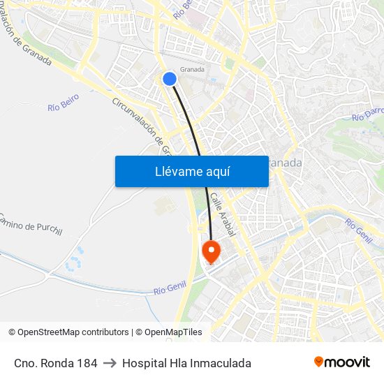 Cno. Ronda 184 to Hospital Hla Inmaculada map