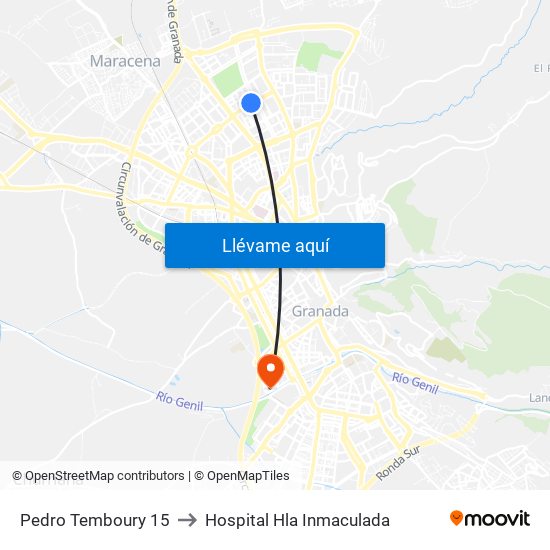 Pedro Temboury 15 to Hospital Hla Inmaculada map