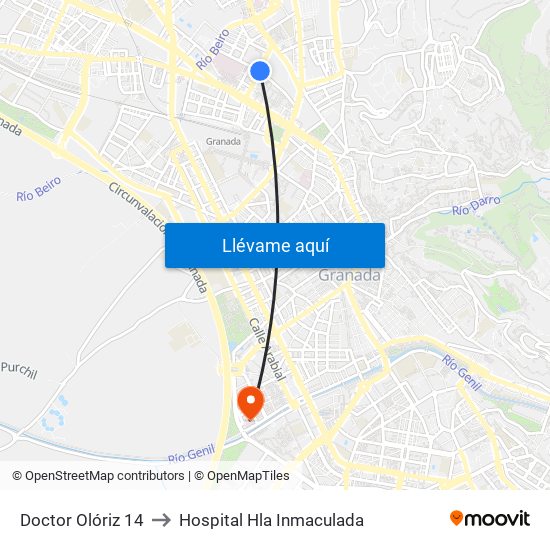 Doctor Olóriz 14 to Hospital Hla Inmaculada map