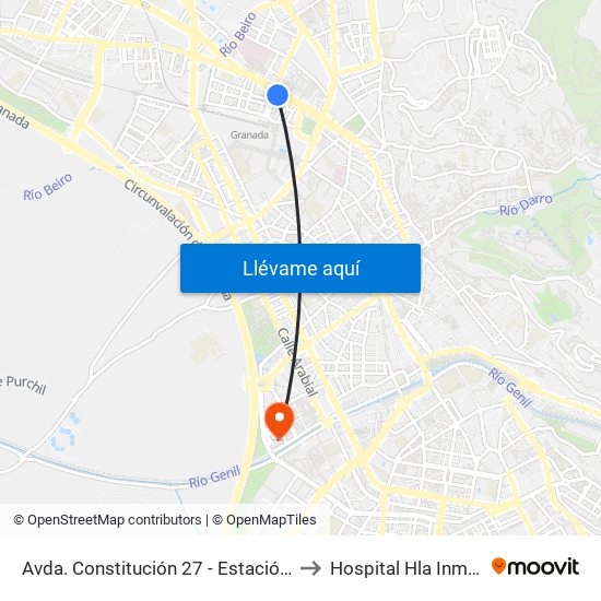 Avda. Constitución 27 - Estación Ferrocarril to Hospital Hla Inmaculada map