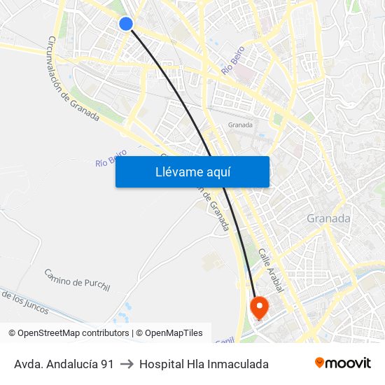 Avda. Andalucía 91 to Hospital Hla Inmaculada map