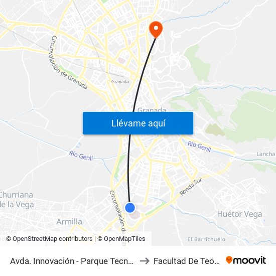 Avda. Innovación - Parque Tecnológico to Facultad De Teología map