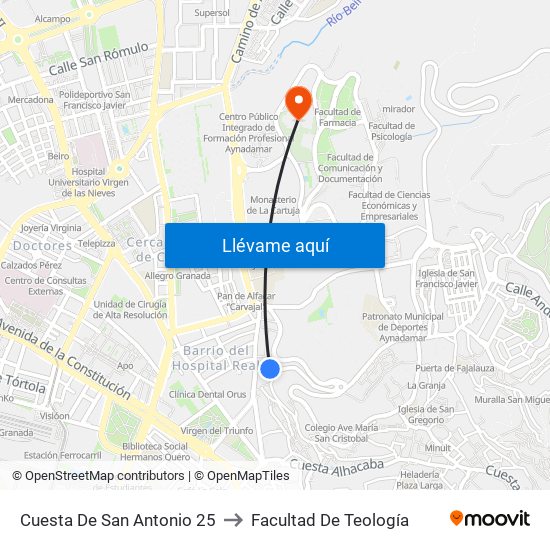 Cuesta De San Antonio 25 to Facultad De Teología map