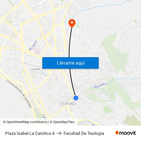 Plaza Isabel La Católica 4 to Facultad De Teología map