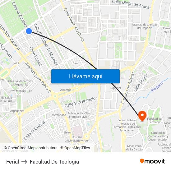 Ferial to Facultad De Teología map