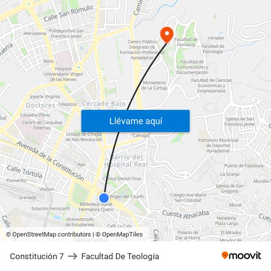 Constitución 7 to Facultad De Teología map