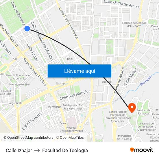 Calle Iznajar to Facultad De Teología map