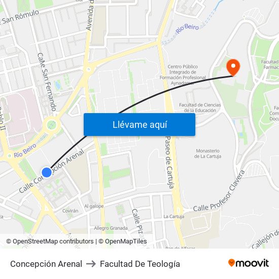 Concepción Arenal to Facultad De Teología map