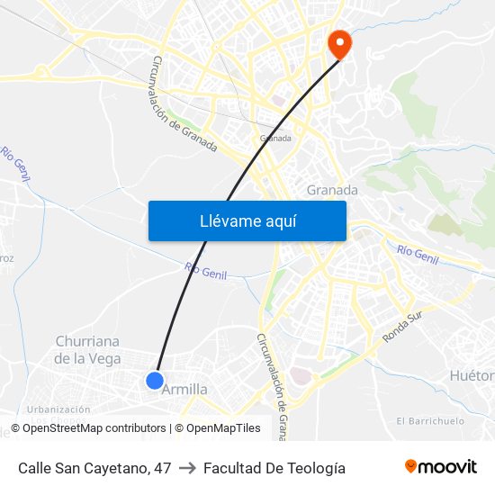 Calle San Cayetano, 47 to Facultad De Teología map