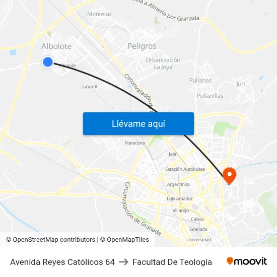 Avenida Reyes Católicos 64 to Facultad De Teología map