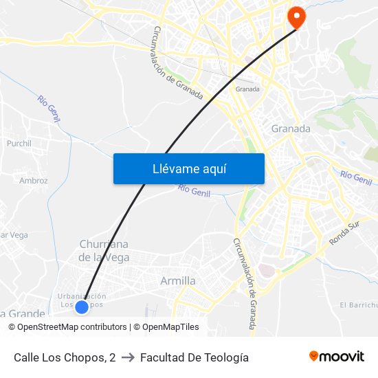 Calle Los Chopos, 2 to Facultad De Teología map