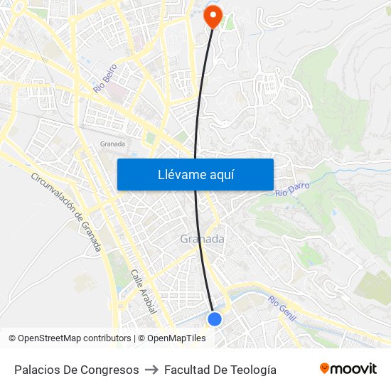 Palacios De Congresos to Facultad De Teología map