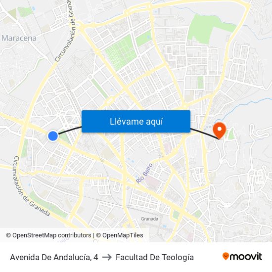 Avenida De Andalucía, 4 to Facultad De Teología map