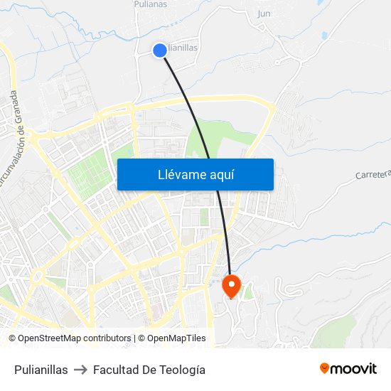 Pulianillas to Facultad De Teología map