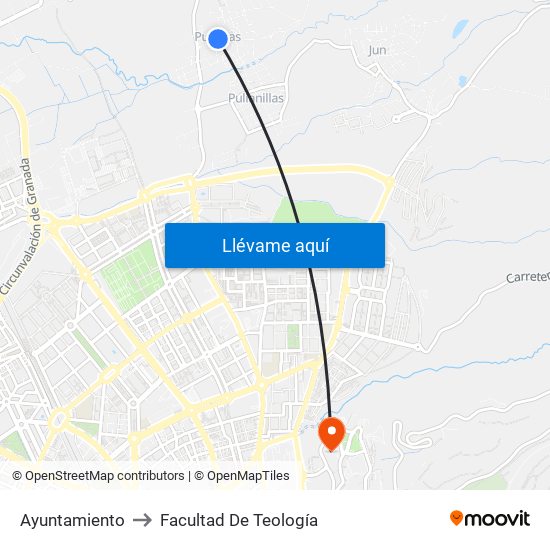 Ayuntamiento to Facultad De Teología map