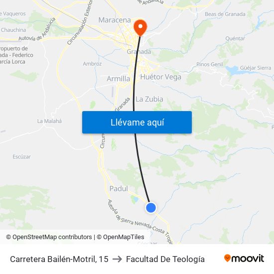 Carretera Bailén-Motril, 15 to Facultad De Teología map