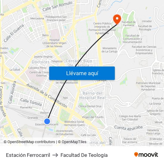 Estación Ferrocarril to Facultad De Teología map