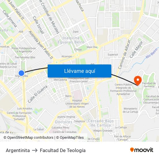 Argentinita to Facultad De Teología map