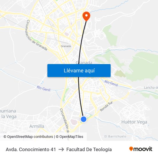 Avda. Conocimiento 41 to Facultad De Teología map