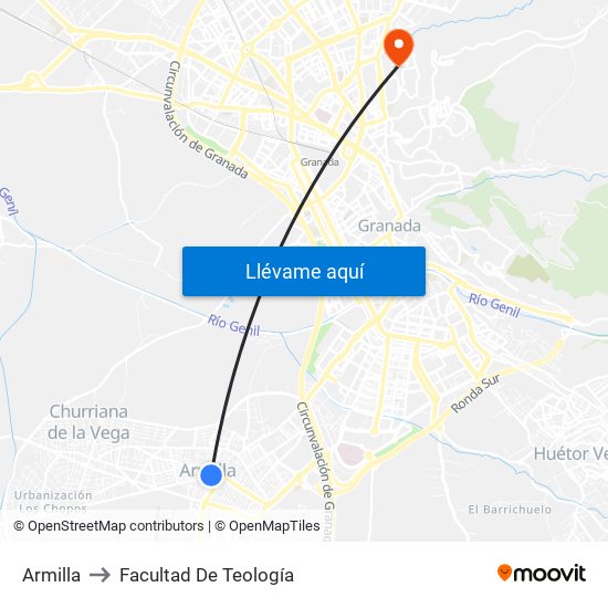 Armilla to Facultad De Teología map