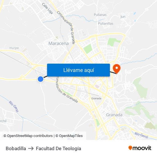 Bobadilla to Facultad De Teología map