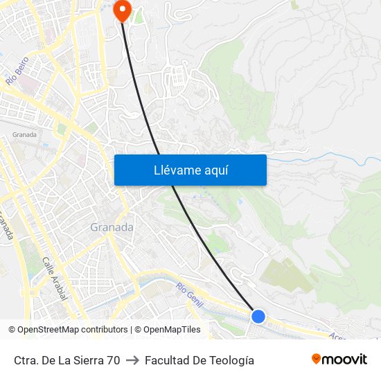 Ctra. De La Sierra 70 to Facultad De Teología map