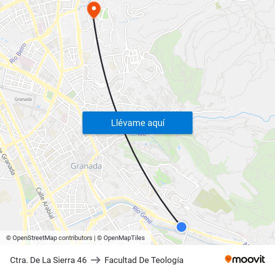 Ctra. De La Sierra 46 to Facultad De Teología map